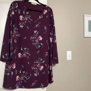 Purple floral long sleeve dress